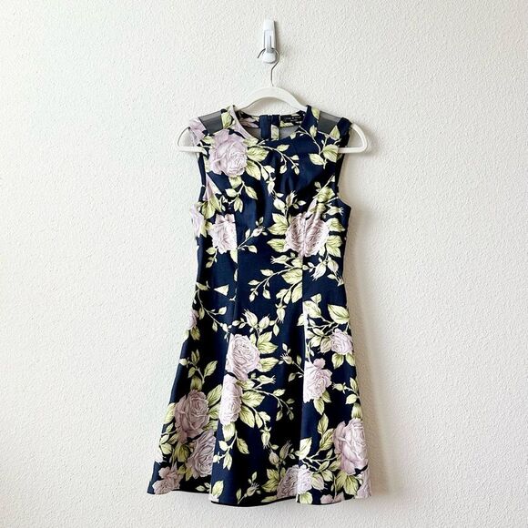 Rag & Bone Ruby Floral Fit & Flare Dress in Navy Blue Size 6 - Picture 3 of 8